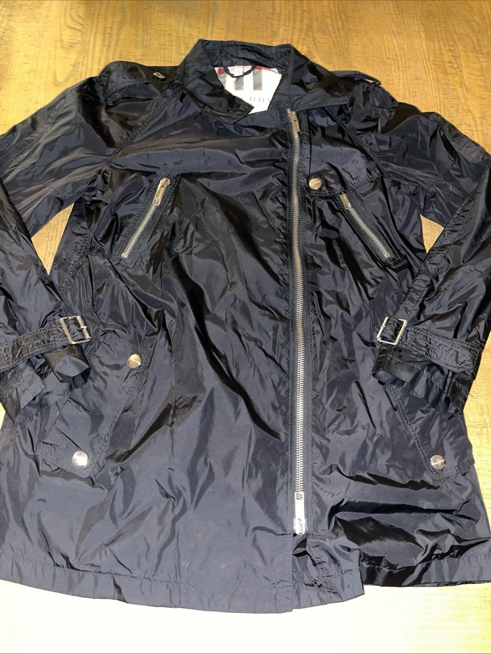 Burberry Brit Black Rain Coat Women’s Windbreaker UK 14 USA 12